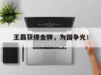 电子竞技app体育平台-王磊获得金牌，为国争光！