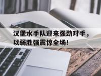 电子竞技app最新-汉堡水手队迎来强劲对手，以弱胜强震惊全场！